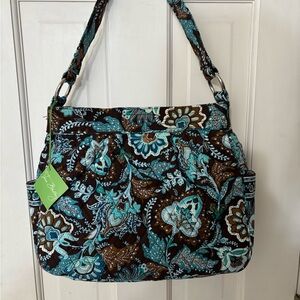 NWT Vera Bradley Vibrant Blue Floral quilted Shoulder Bag